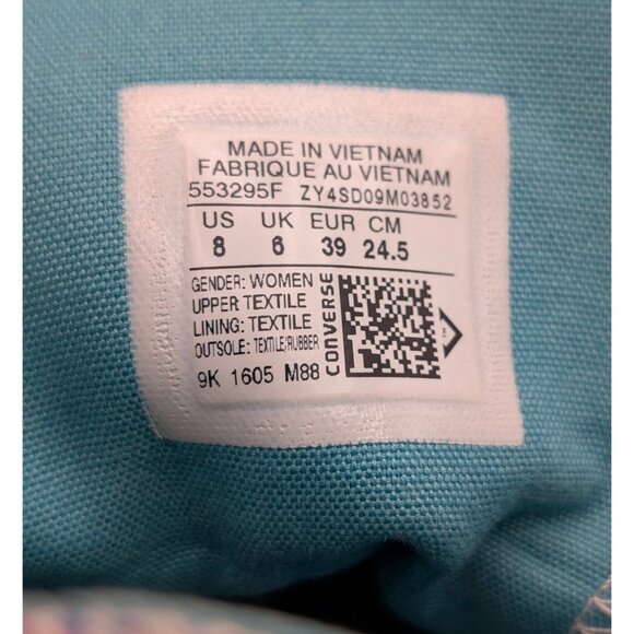 Converse All Star High Top Floral Sneakers Shoes Women's US 8 Purple Blue Chucks - Picture 7 of 7